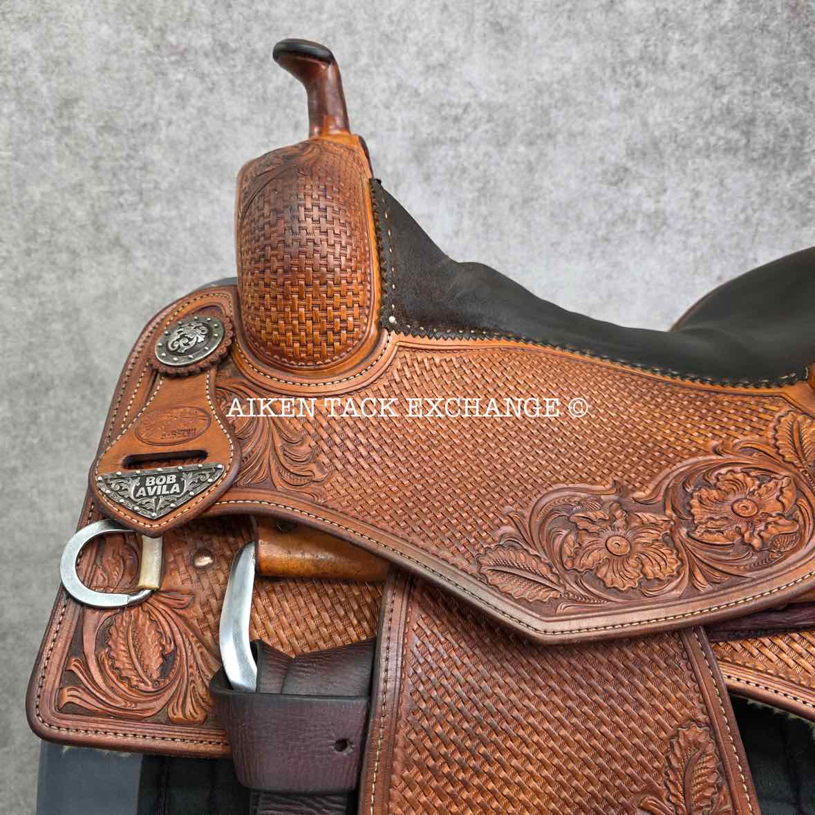 Bob Avila Western Saddle, 15.5" Seat, Regular Tree - Semi QH Bars