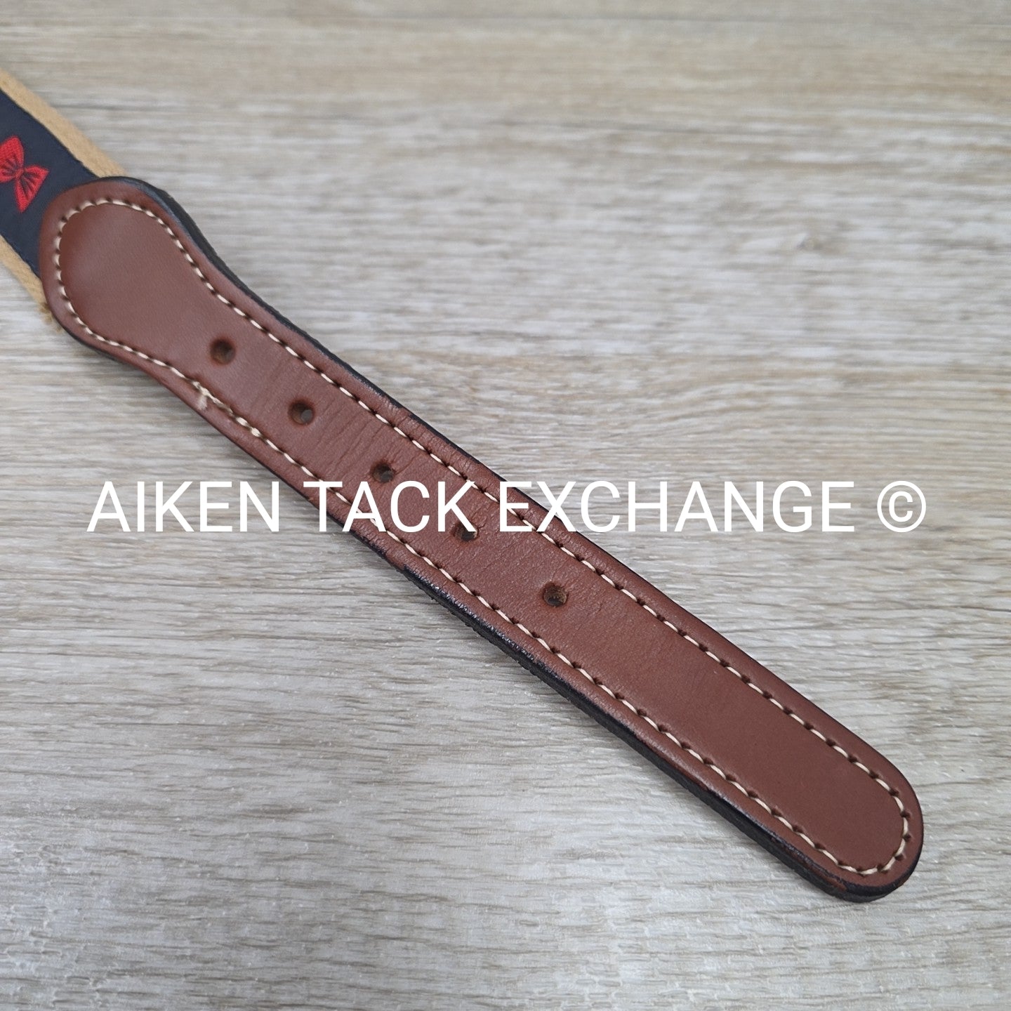 Leather Web Belt with Bow Ties, Size 36