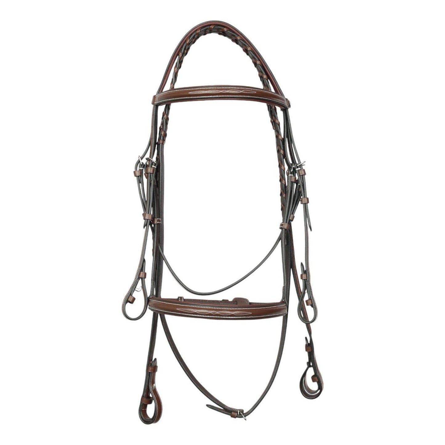 Henri de Rivel Pro Fancy Raised Comfort Crown Padded Bridle: Havana / Pony