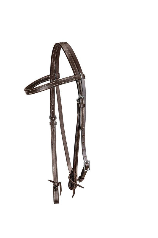 TuffRider Western Browband Headstall With Latigo Bit Ties: Dark Brown / Horse