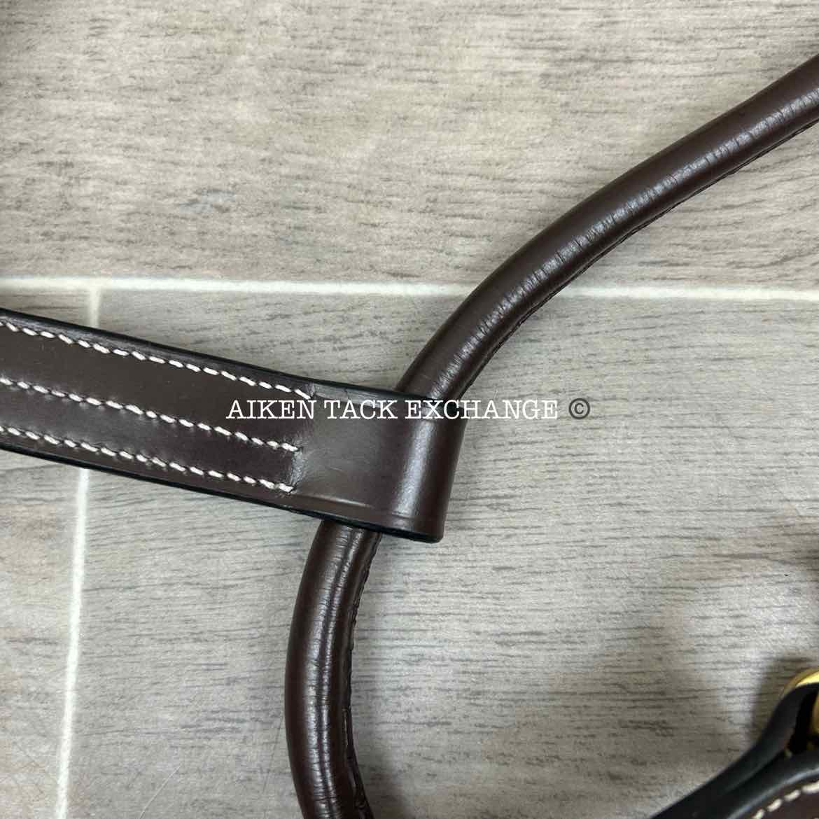 KL Select Black Oak Pine Leather Halter, Brown/Brass, Size Full