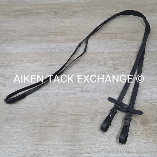 Passier Leather Reins with Hand Stops, Black, 55"