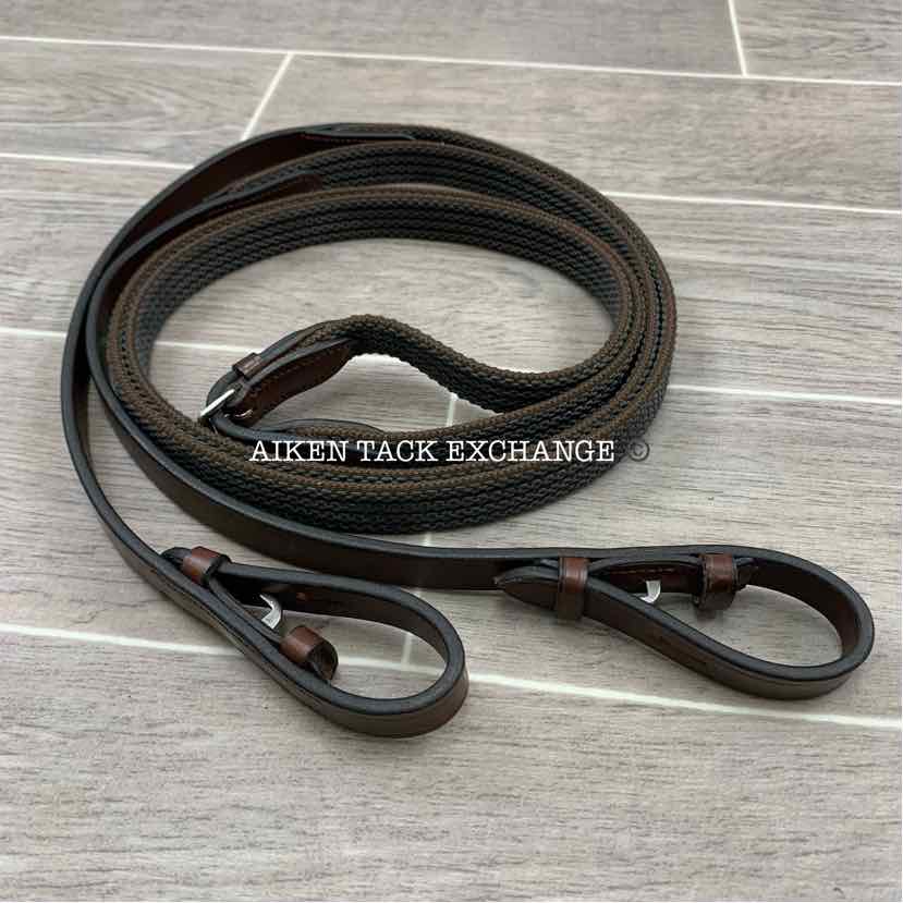 KL Select Red Barn Special Grip Reins (No Stops), Brown, Size Full - 54"