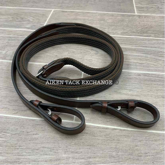 KL Select Red Barn Special Grip Reins (No Stops), Brown, Size Full - 54"