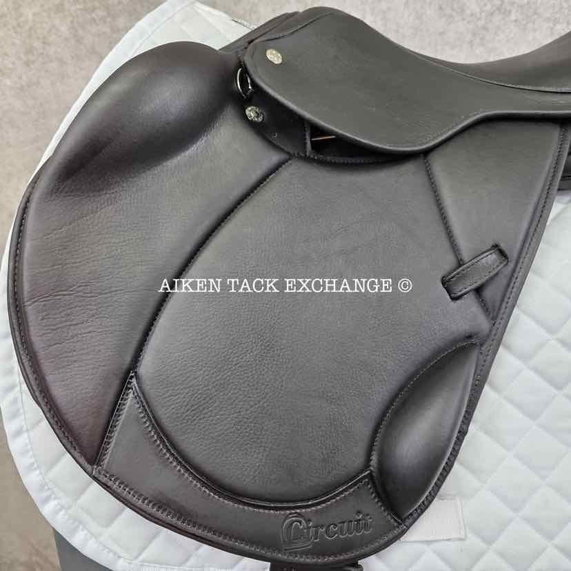 2022 Circuit by Dover Saddlery Premier Monoflap Jump Saddle, 17" Seat, Medium Wide Tree, Wool Flocked Panels