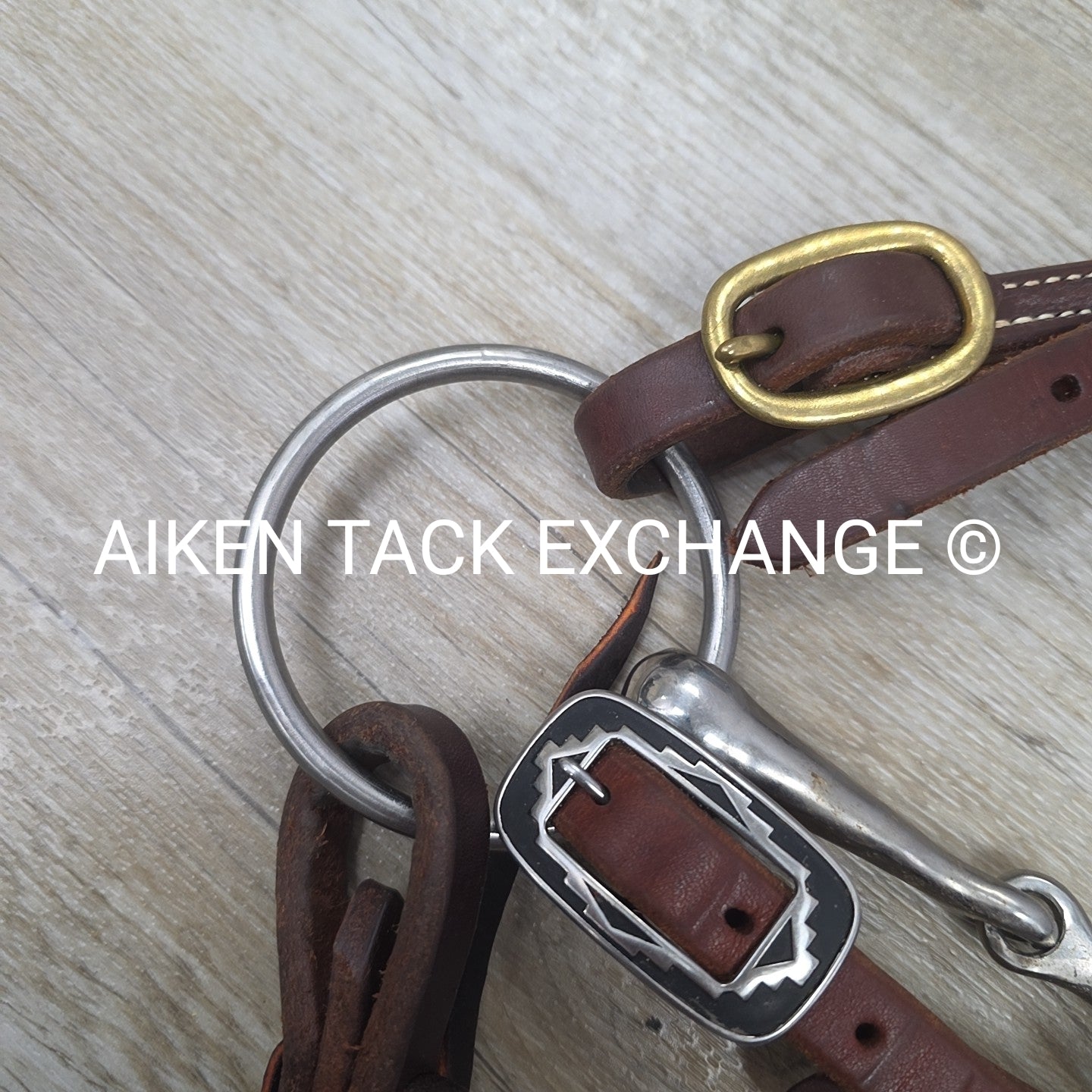 One Ear Headstall with Matching Split Reins & 4.5" Single Joint Loose Ring Bit