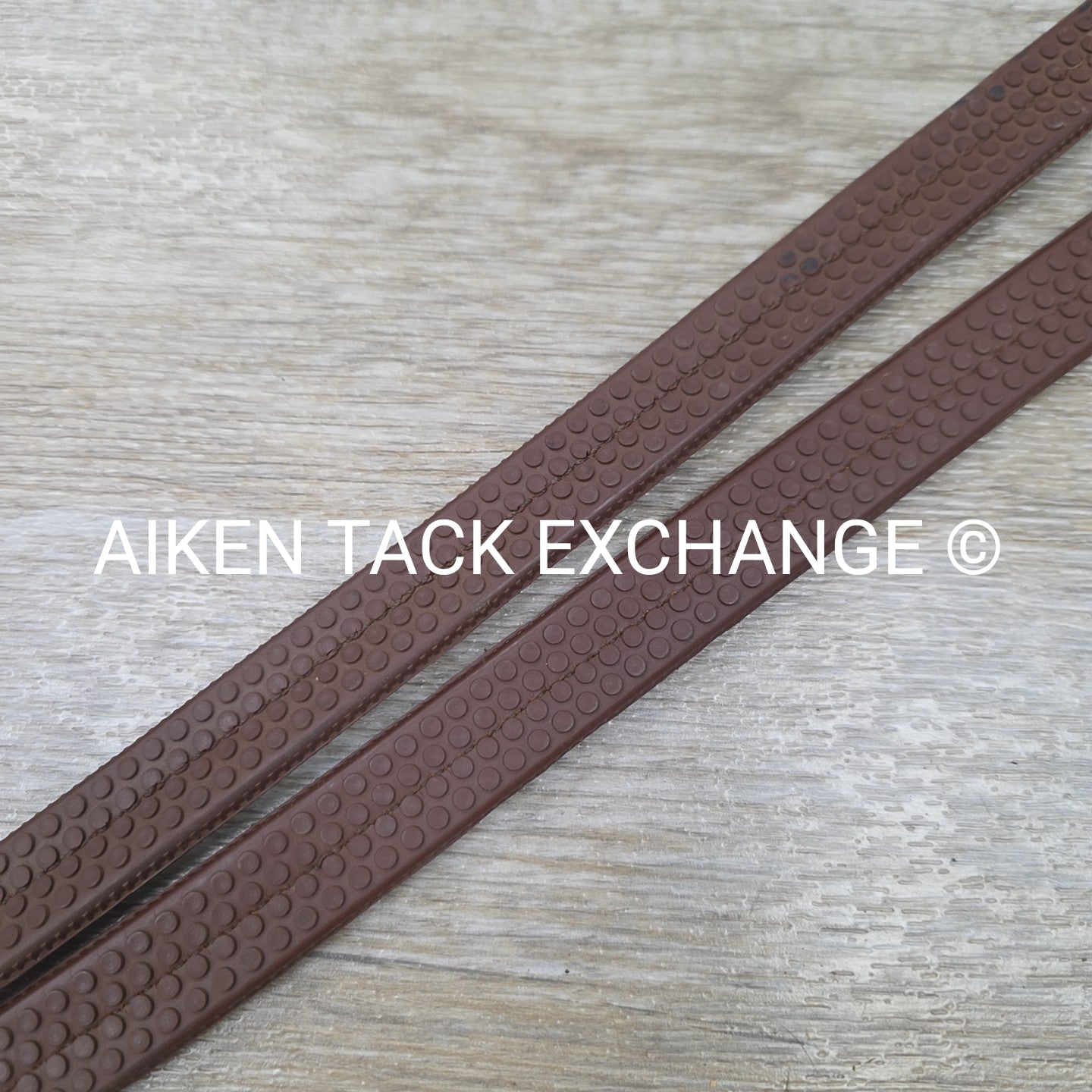 Plain Raised Rubber Reins, Brown, Size Cob / 54"