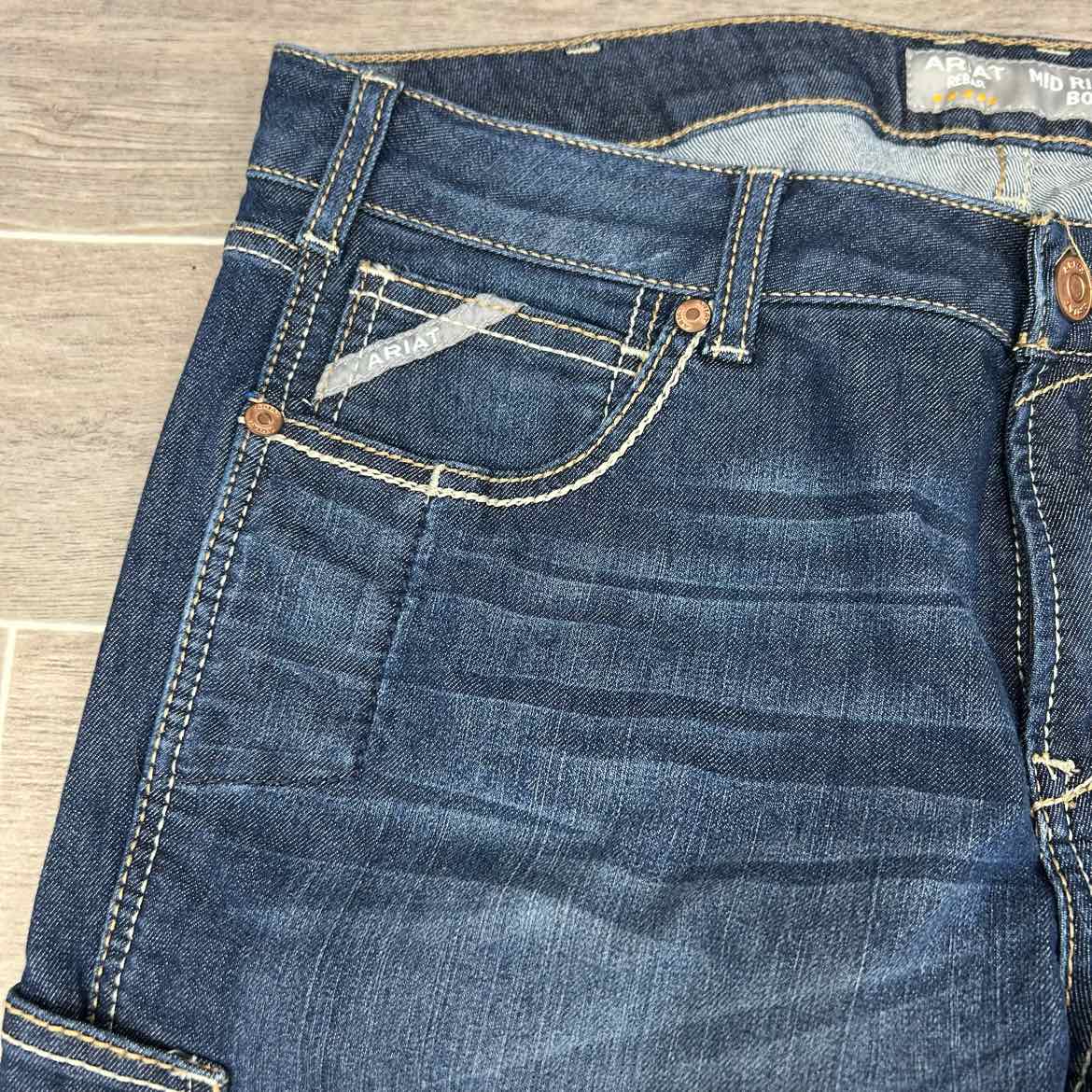 Ariat Rebar Mid Rise Boot Cut Jeans, Size 33 R