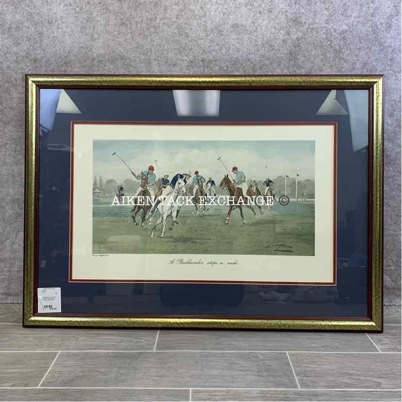 A backhander Stops a Rush" Polo Match Limited Edition painting by George Wright