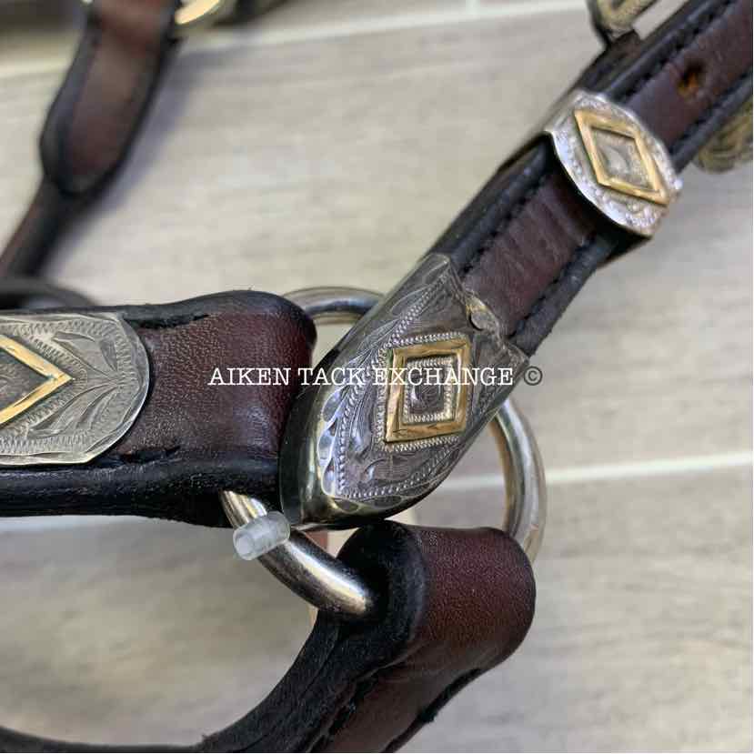 Tory Leather Silver Plated Diamond Show Halter, Size Full