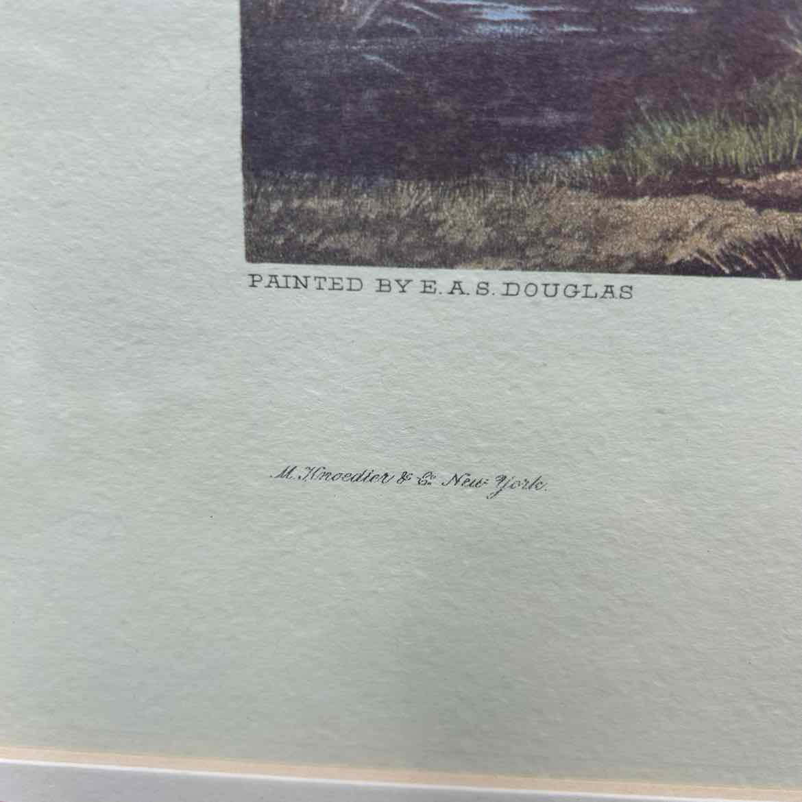 Framed Douglas Stork From Scent to View Hunt Scene, 42" x 27"