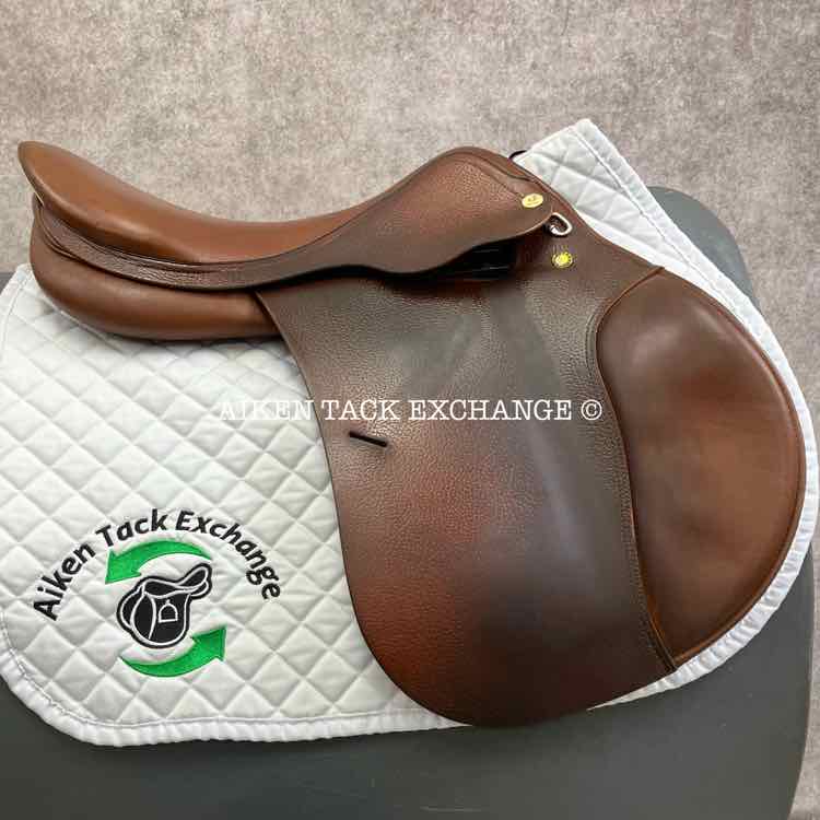 2001 Prestige Hippos Red Fox Close Contact Jump Saddle, 18" Seat, 33 Tree - Medium (Adjustable), Wool Flocked Panels