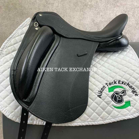 2013 Custom Saddlery Wolfgang Constanze Monoflap Dressage Saddle, 18” Seat, Adjustable Tree, Wool Flocked Panels
