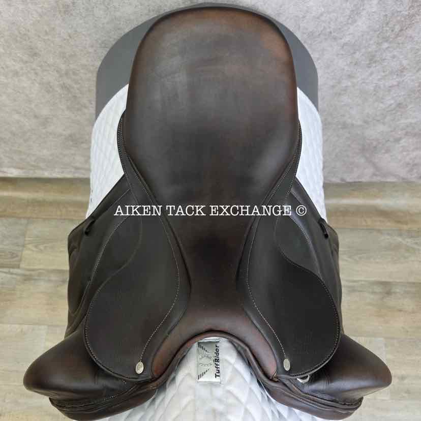 **SOLD** 2003 Antares Cadence Monoflap Dressage Saddle, 17.5" Seat, 2D Flap, MW/W Tree, Foam Panels, Full Buffalo Leather