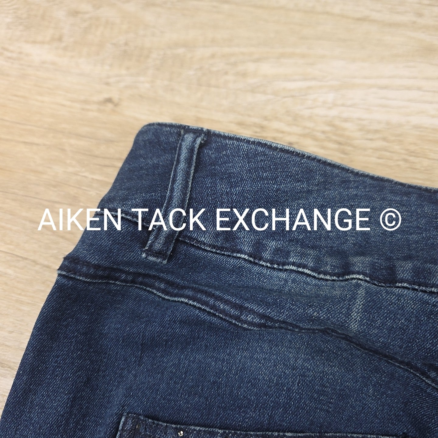 Horze Kaia Crystal Denim Silicone Grip Full Seat Breeches, Size 32