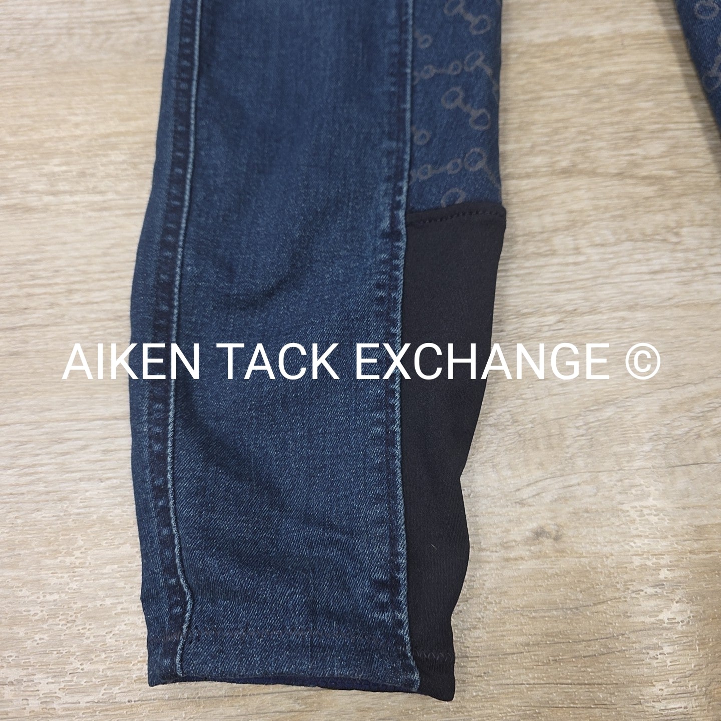 Horze Kaia Crystal Denim Silicone Grip Full Seat Breeches, Size 32