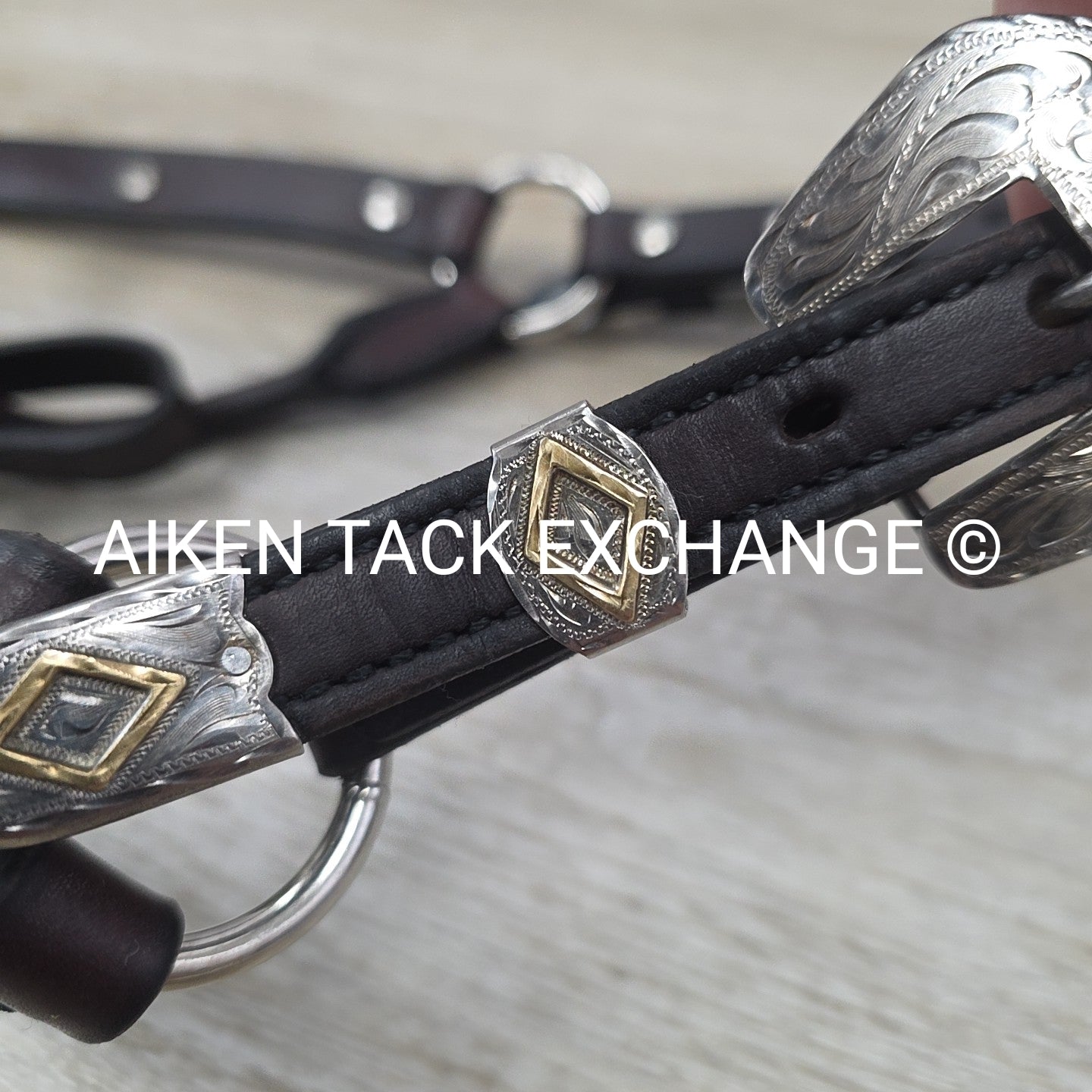 Tory Leather Silver Plated Diamond Show Halter, Size Full