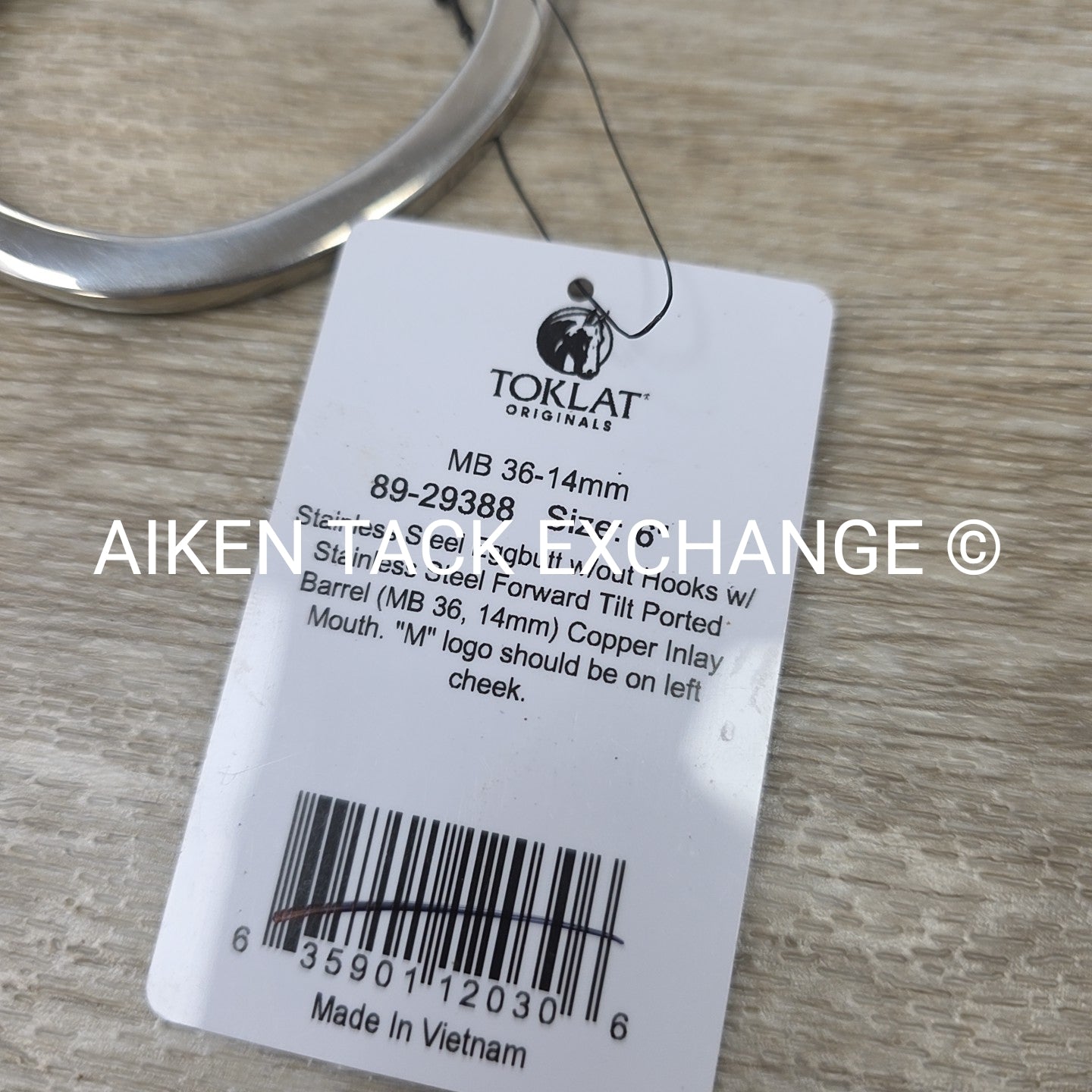 Myler Eggbutt without Hooks Forward Tilt Ported Barrel Bit MB 36 6"