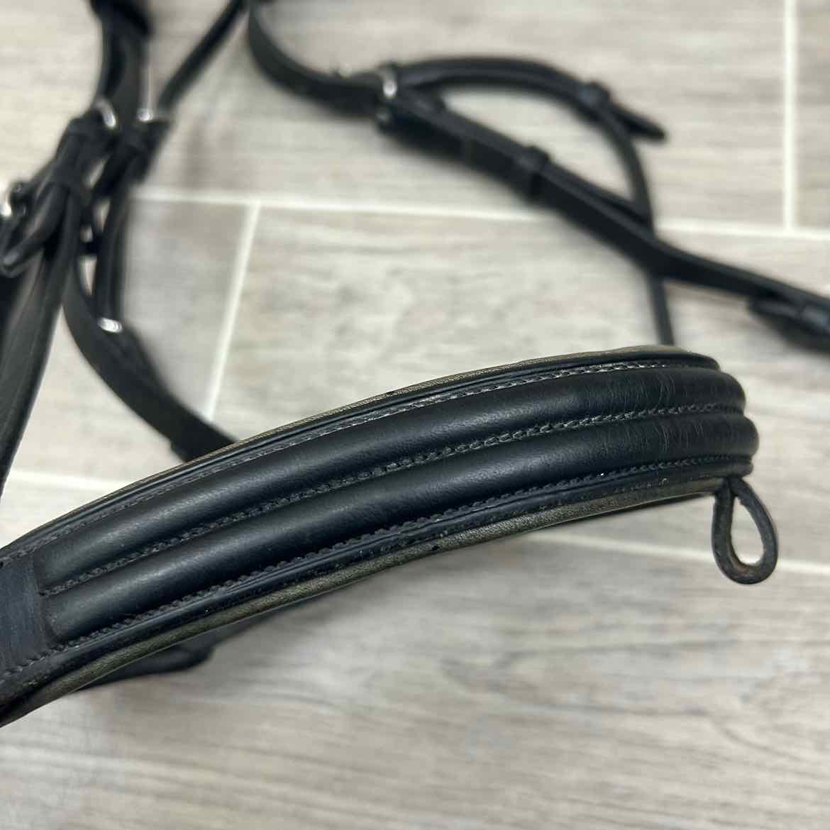 Vespucci Double Raised Dressage Bridle with Reins, Missing Flash, Black, Size Fu
