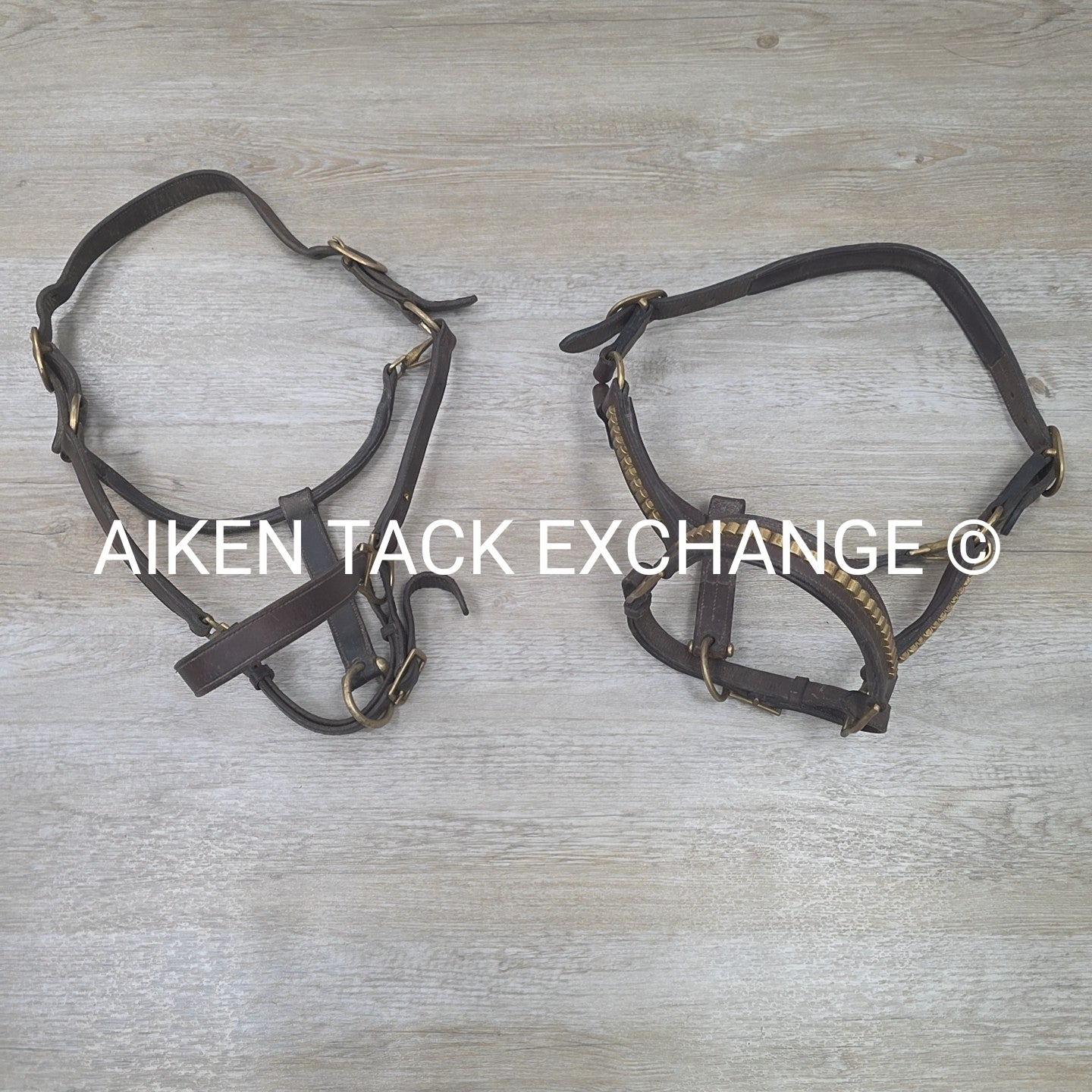 BARGAIN BUNDLE: 2 Leather Halters, Brown, Size Full