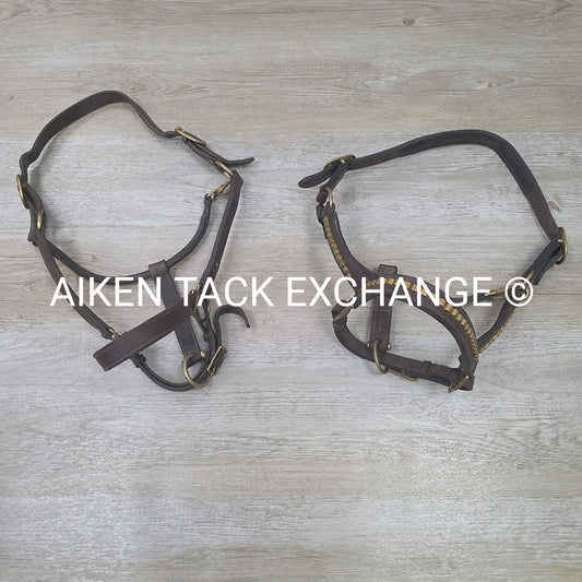 BARGAIN BUNDLE: 2 Leather Halters, Brown, Size Full