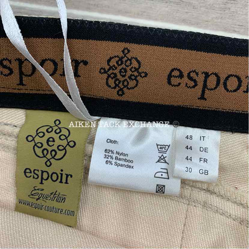 Espoir Equestrian Bamboo Silicone Grip Knee Patch Breeches, Size US 34 IT 48