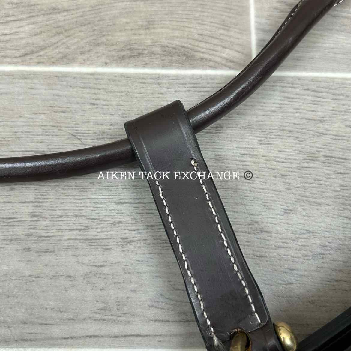 KL Select Black Oak Willow Padded Leather Halter, Brown/Brass, Size Pony