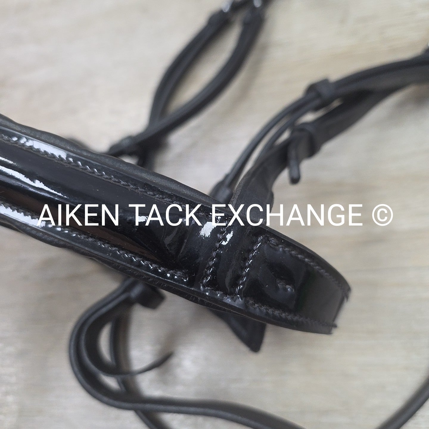 SmartPak Wellfleet Fancy Stitch Patent Monocrown Flash Bridle, No Reins, Black,