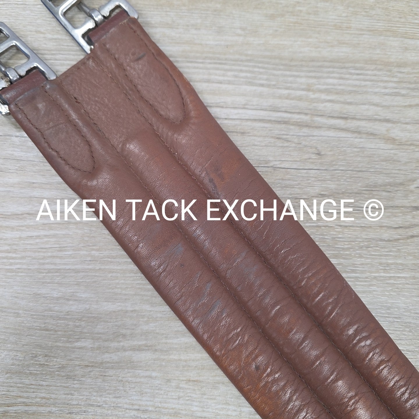 Leather Girth with Single End Elastic, Brown 54"