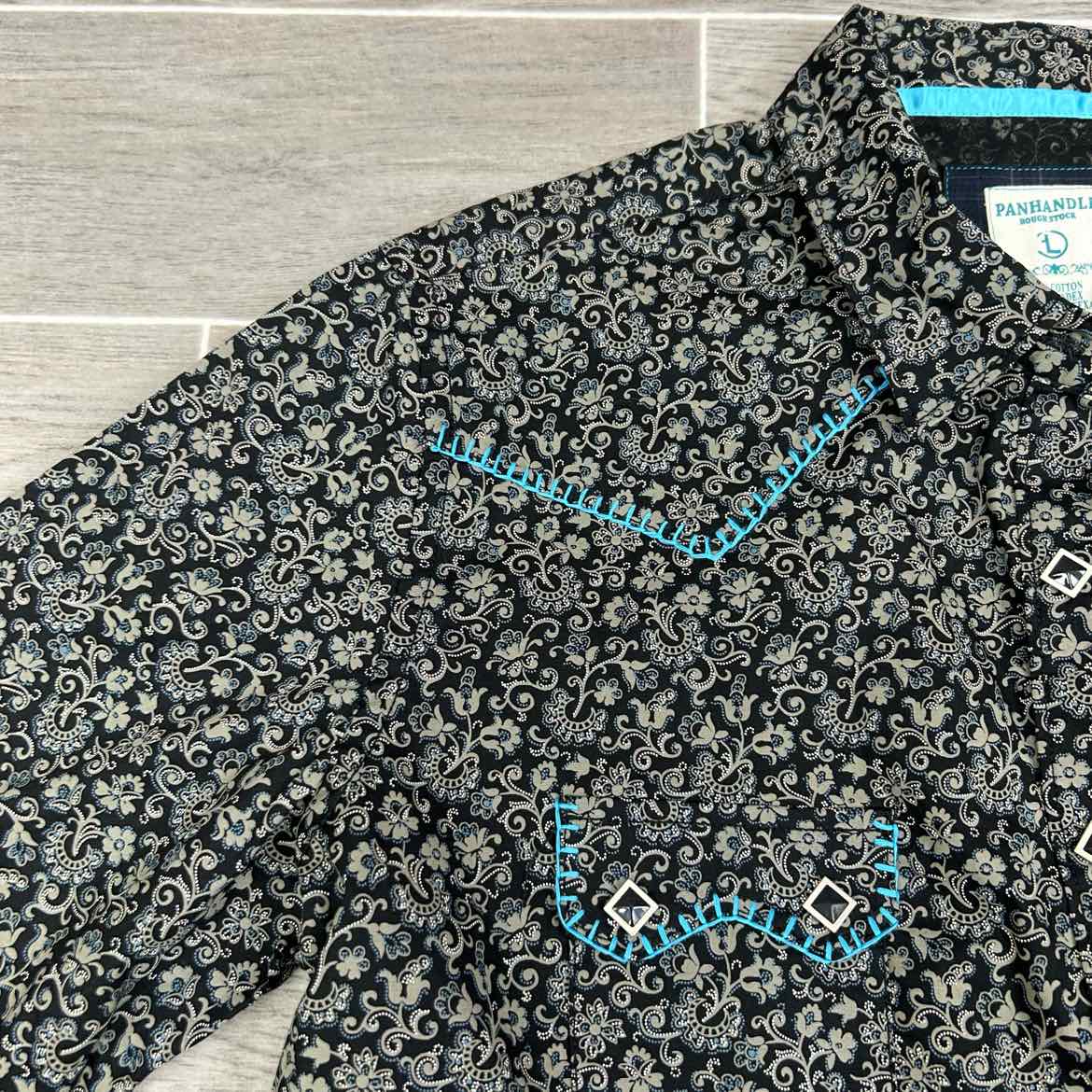 Rough Stock by Panhandle Long Sleeve Western Snap Top, Size Large