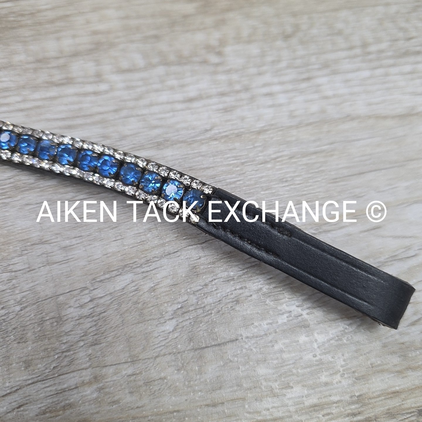Curved Bling Browband, Black, Size Full