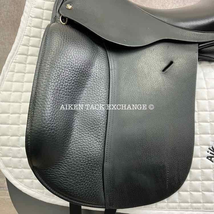 EquineFit International Dressage Saddle, 18" Seat, Short Flap, Extra Wide Tree, Wool Flocked Panels