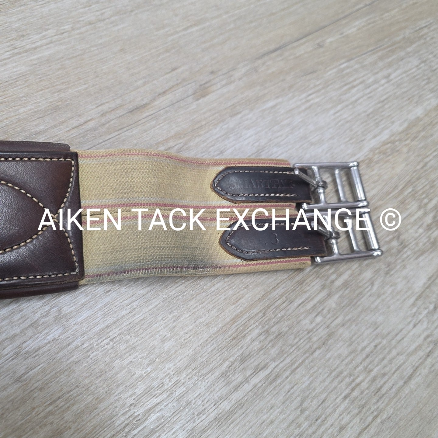 SmartPak Fancy Stitch Girth with Elastic on One Side, Brown, 48"