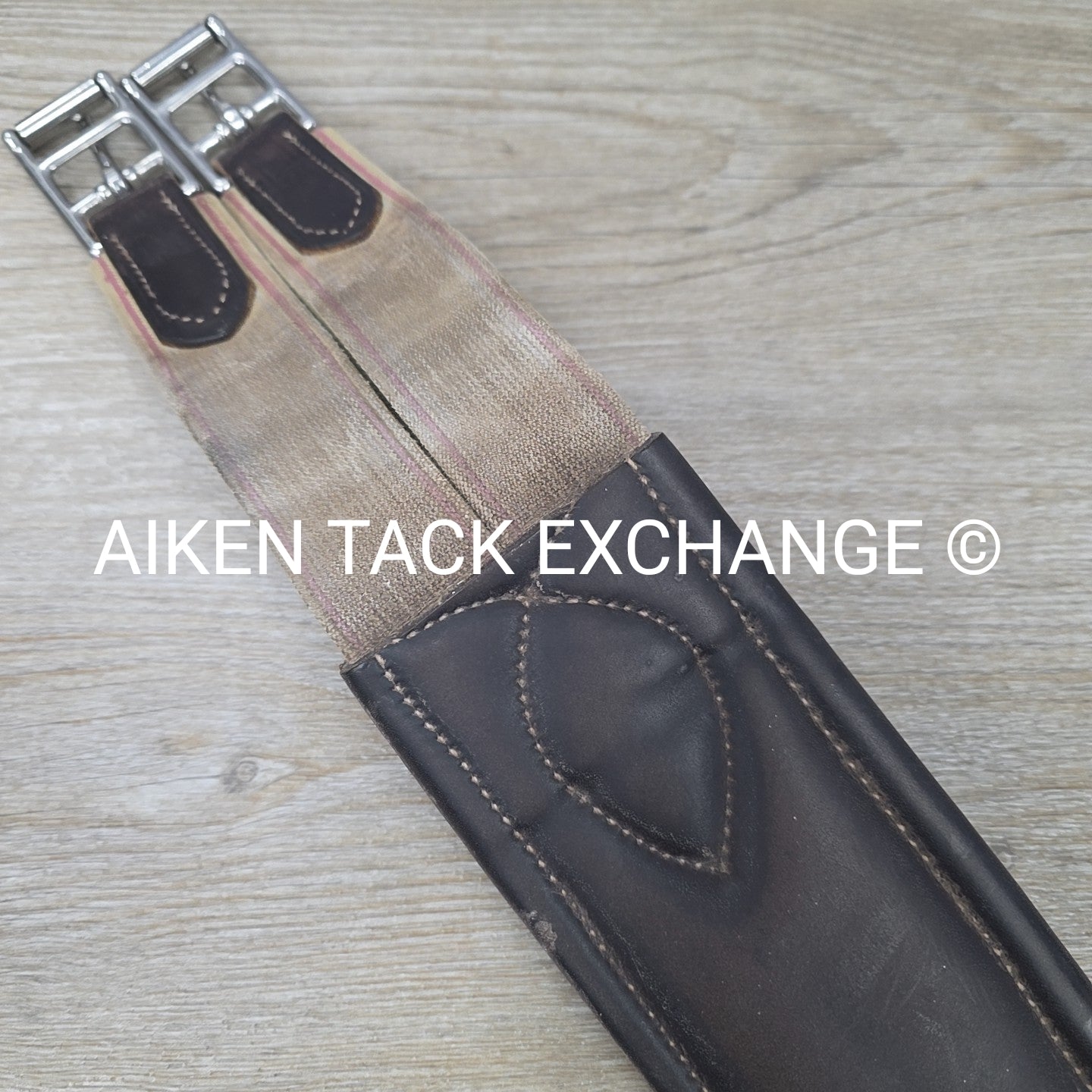 SmartPak Fancy Stitch Girth with Elastic on One Side, Brown, 48"