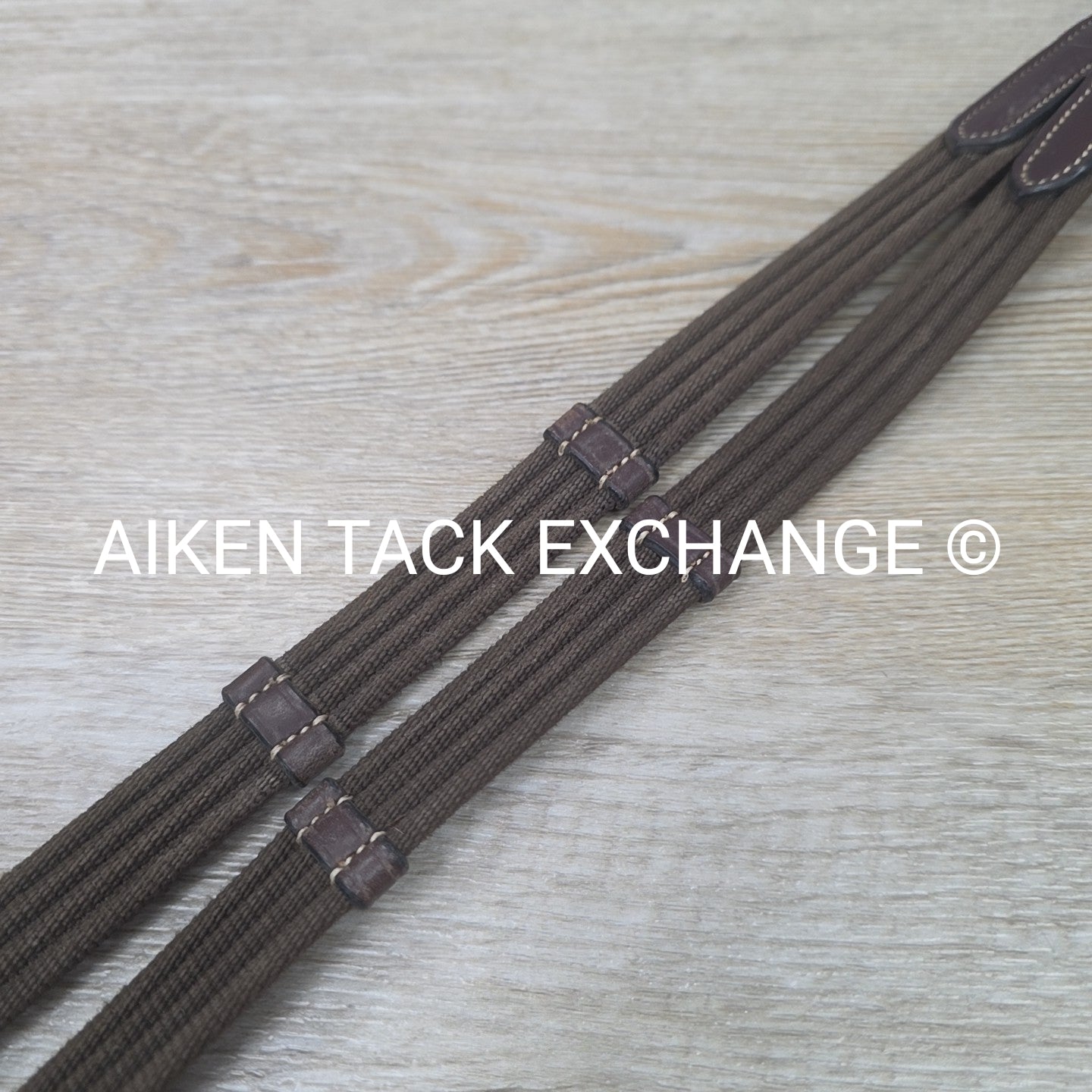 Dy'on Fancy Stitched Cotton Web Reins, Brown, Size Full