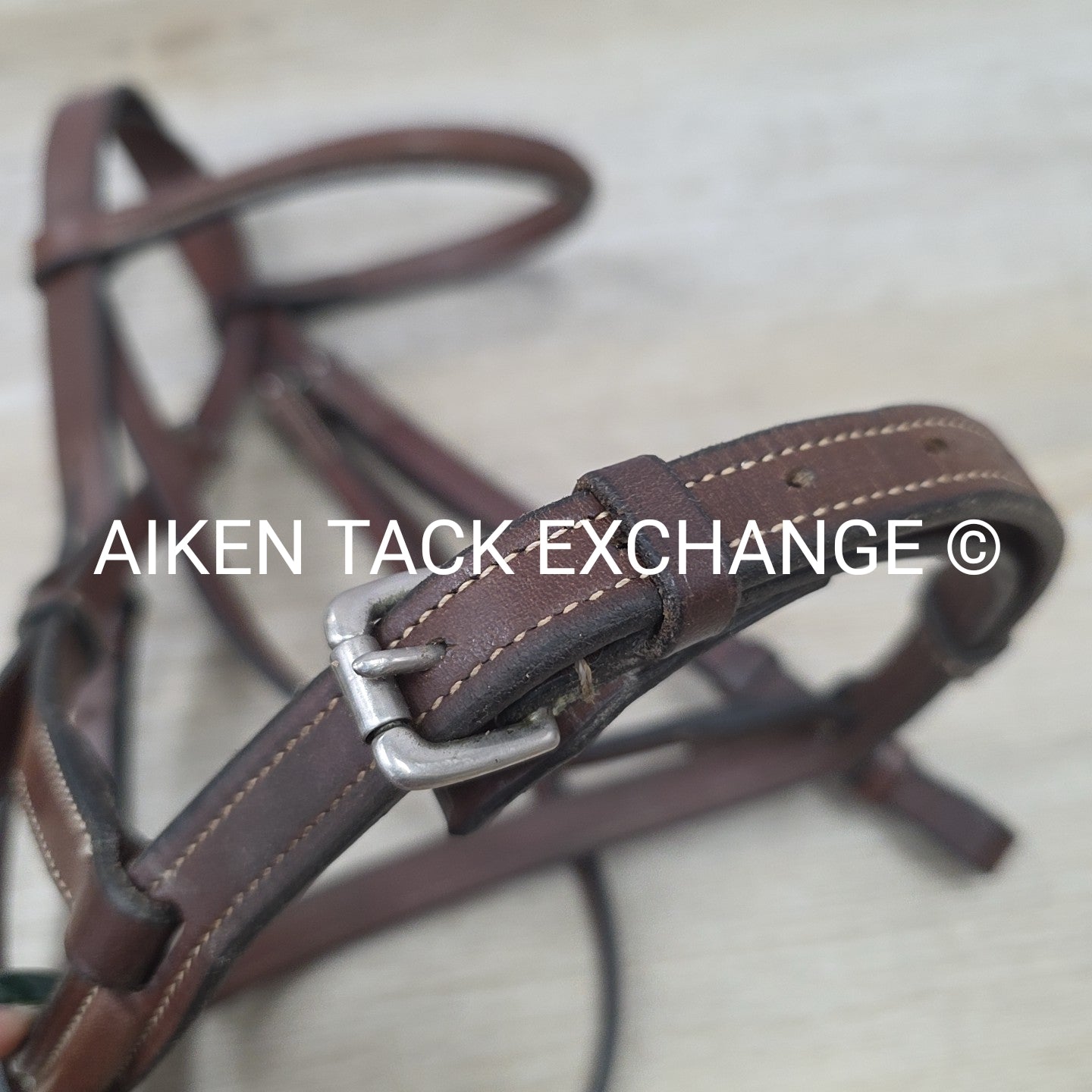 Plain Square Raised Bridle, No Reins, Brown, Size Full