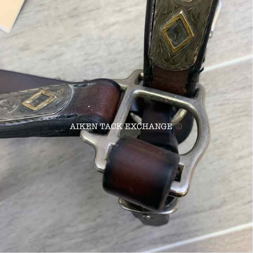 Tory Leather Silver Plated Diamond Show Halter, Size Full