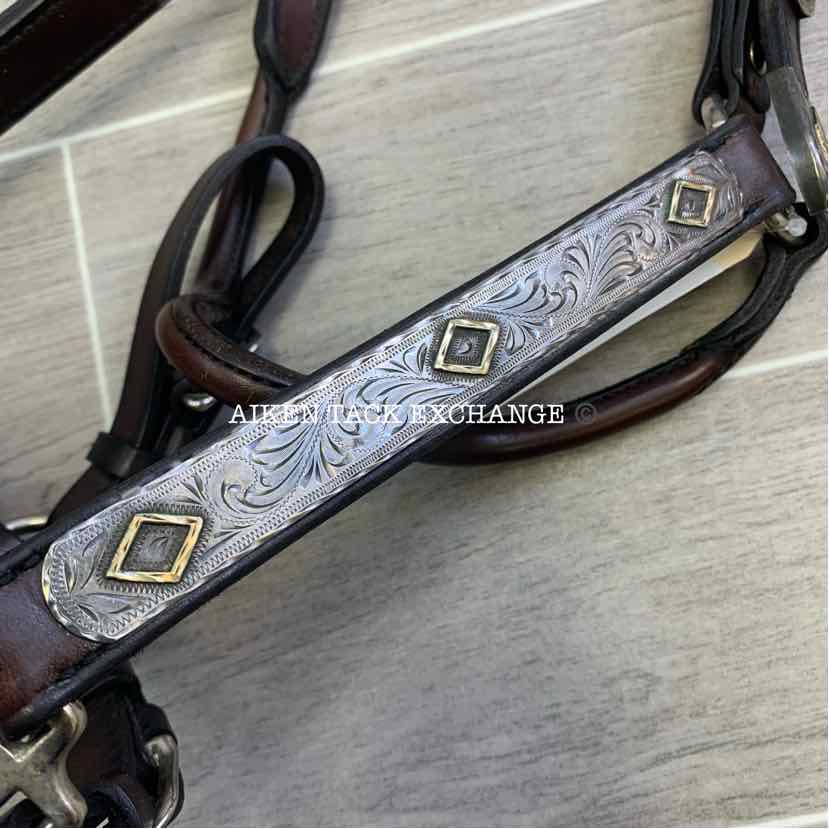 Tory Leather Silver Plated Diamond Show Halter, Size Full