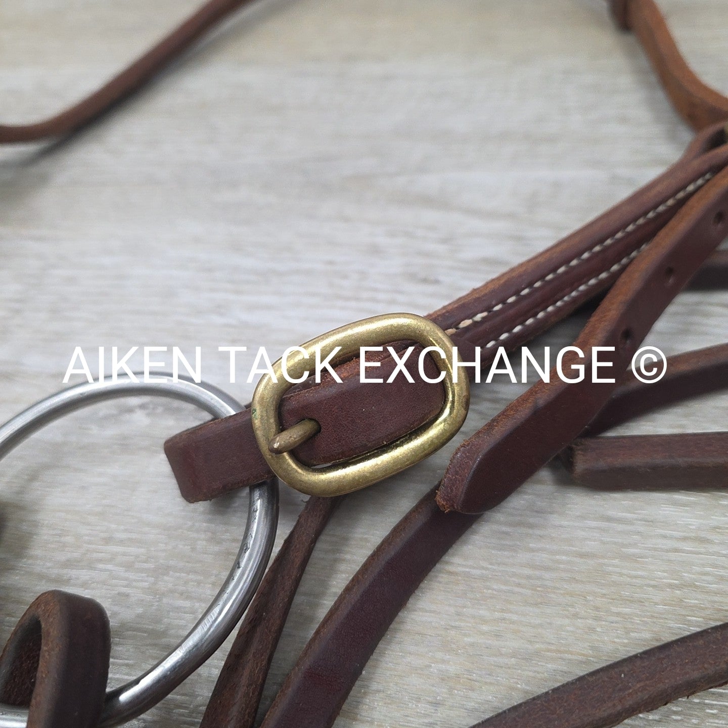 One Ear Headstall with Matching Split Reins & 4.5" Single Joint Loose Ring Bit
