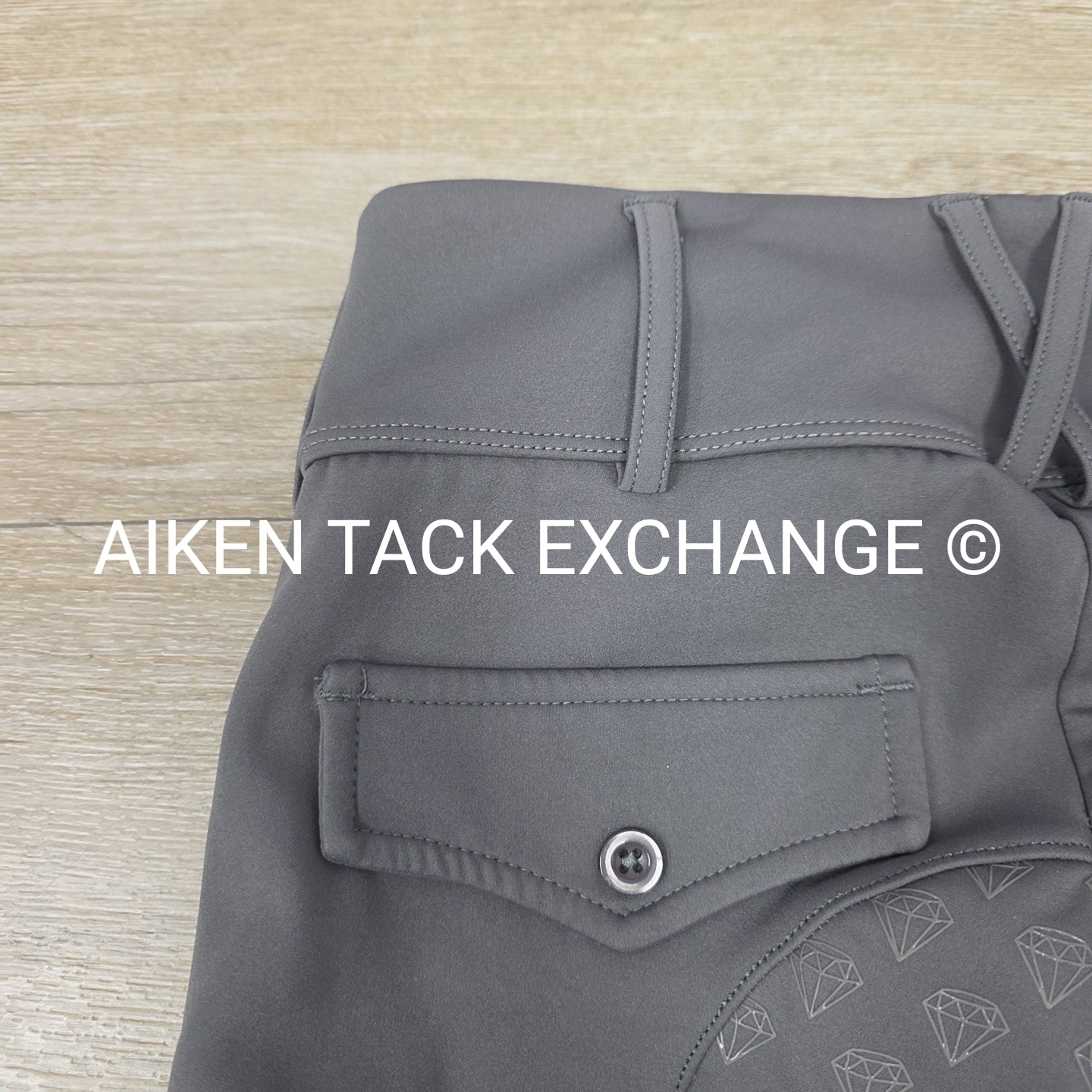 CAS Diamond Silicone Full Seat Compression Breeches, Grey, Size Small