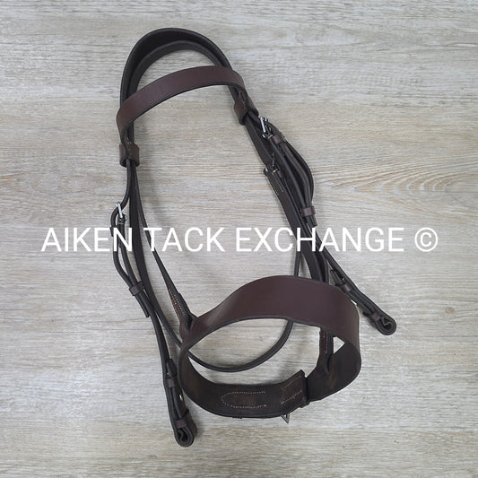 Horse Country First Flight Flat Hunt Bridle, No Reins, Brown, Size Cob
