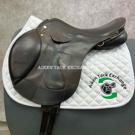 **SOLD** 2012 Jeffries Flyover Monoflap Jump Saddle, 18" Seat, Wide Tree, Wool Flocked Panels