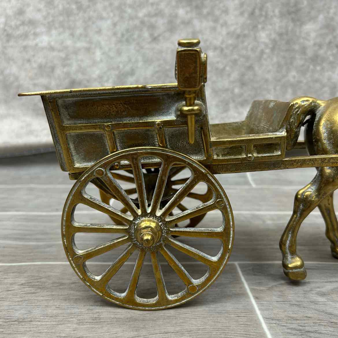 Brass Horse & Buggy Figurine