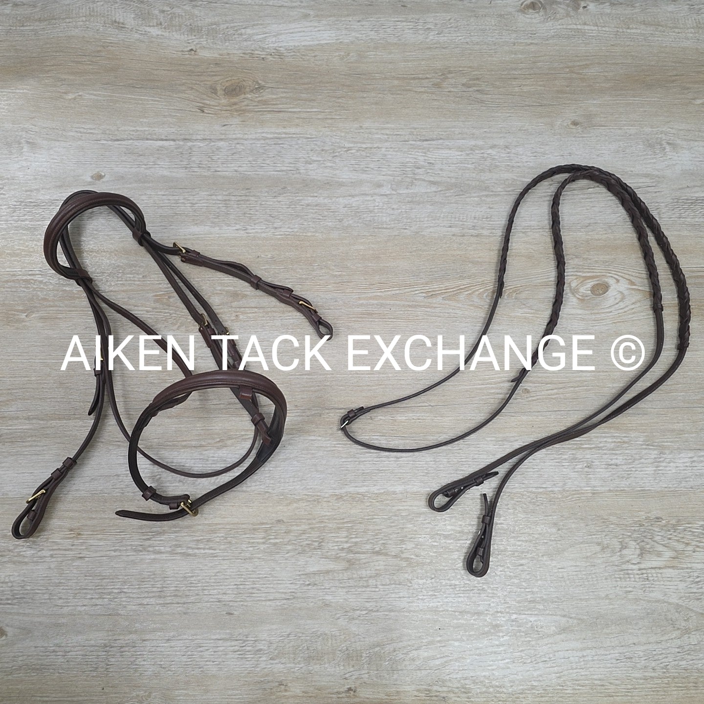 Harmohn Kraft Plain Raised Bridle with Laced Reins, Missing Flash Strap, Brown,