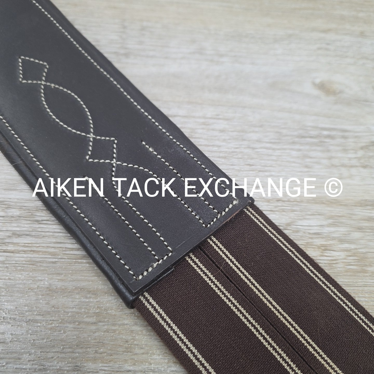 Fancy Stitched Girth with Double End Elastic, Brown, 48"
