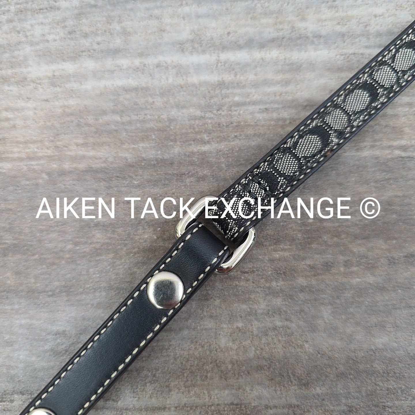 Coach Canvas Dog Collar w/ Matching Leash, Size Small