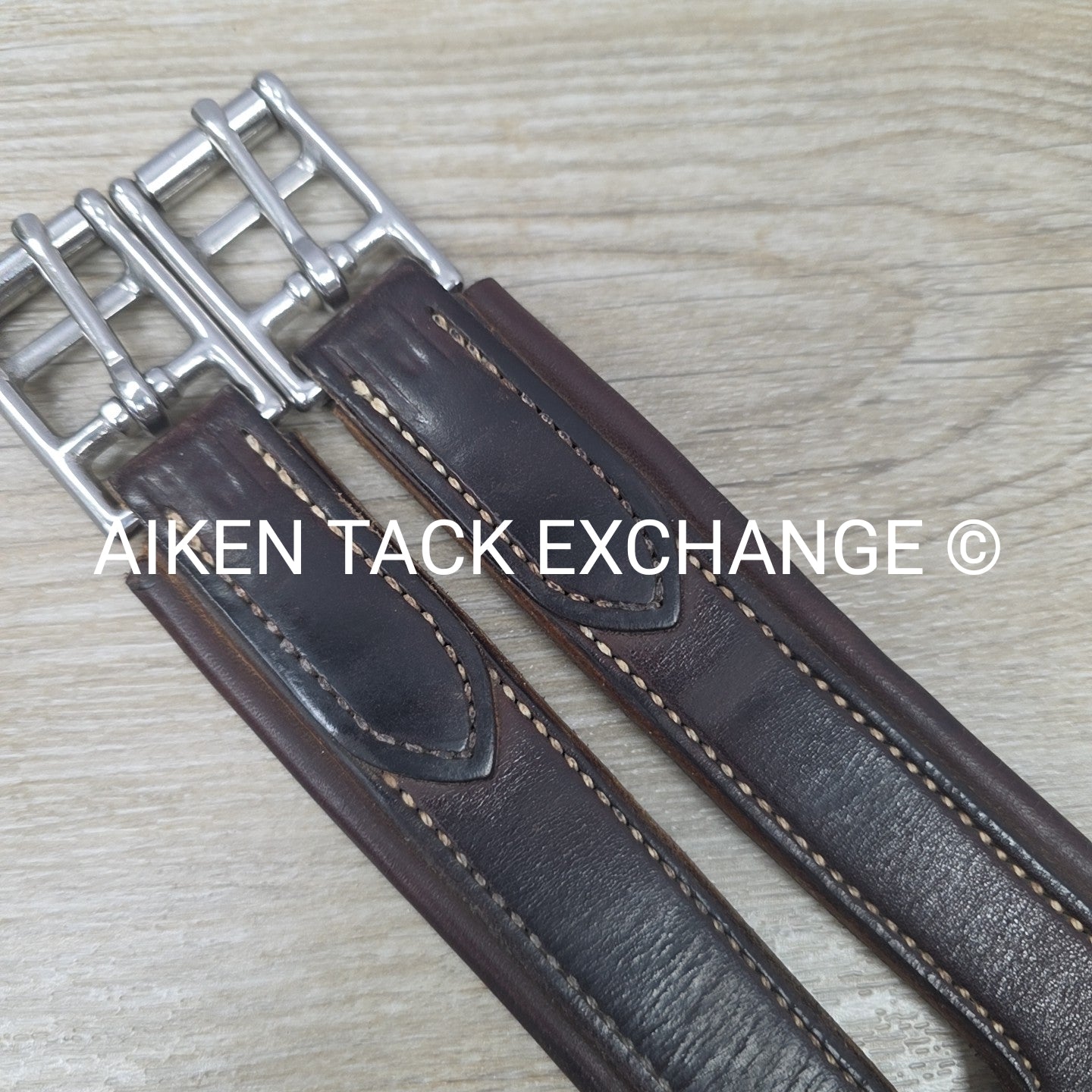 SmartPak Fancy Stitch Girth with Elastic on One Side, Brown, 48"