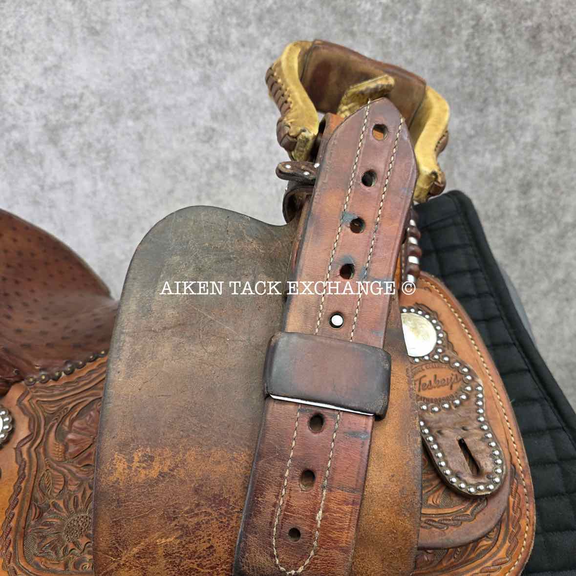 Teskey's Barrel Western Saddle, 15.5" Seat, Wide Tree - Full QH Bars