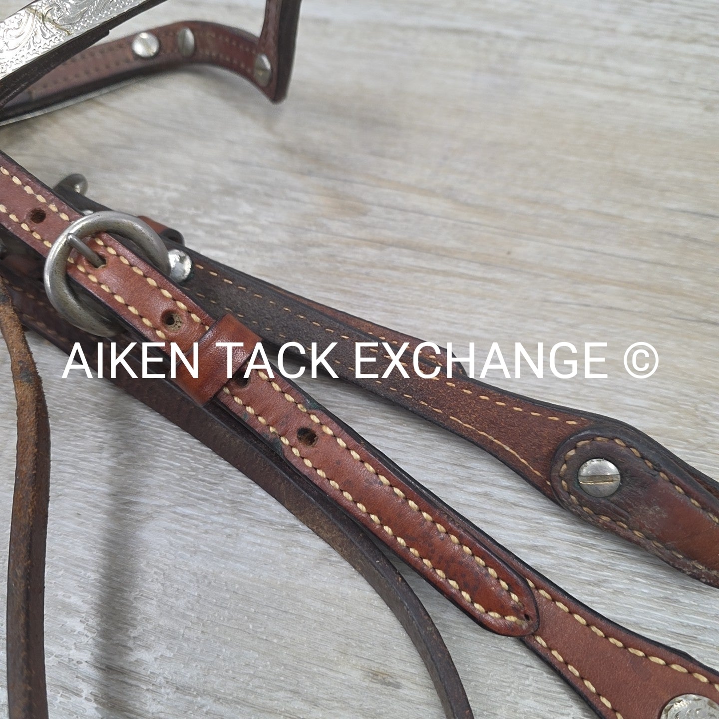 Tory Leather Silver V-Brow Western Headstall, No Reins