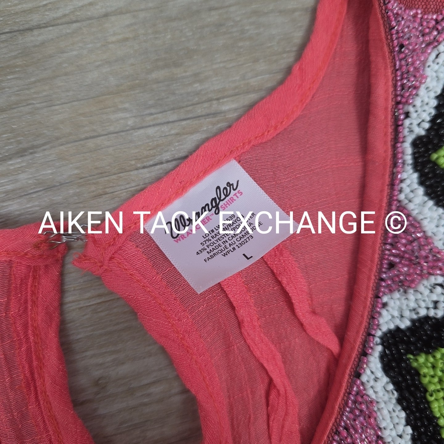 Wrangler Beaded Tank Top, Size Large